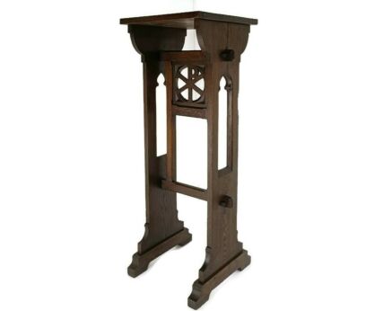 Antique Neo gothic French Oak Pedestal Stand Church hand Carved 19th century Gorgeous