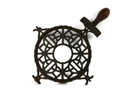 Antique Wrought  Steel Decorative Round  Trivet Antique Cast Iron  Architectural Ornate Reclaimed Hardware coaster 