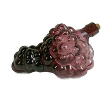 Vintage Hand blown Lid Purple Grapes Cranberry Stunning Art Glass Bubbled Glass