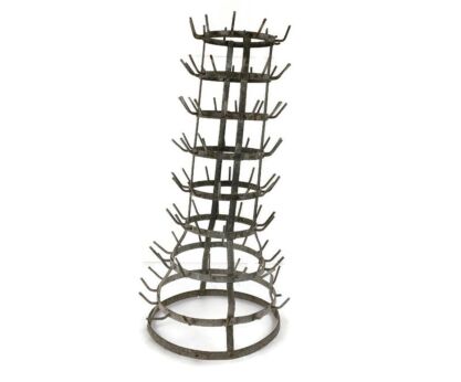 Large French Antique Champagne Wine Bottle Drying Rack 8 tier Rustic HTF