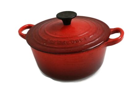 vintage French Le Creuset Red Cast Iron Dutch Oven Casserole nr 18 Small