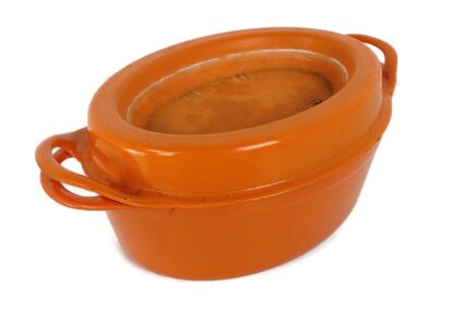 french Dutch Oven Doufeu Cousances large Oval cooking pot Cast Iron Le Creuset Orange