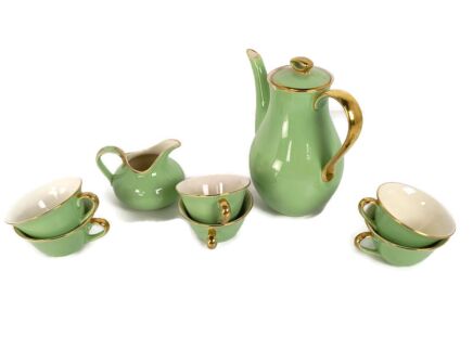 Coffee Tea set  Boch Freres Keralux Belgium Expo 58, Mint green Gold 24 k Boch Seduction 