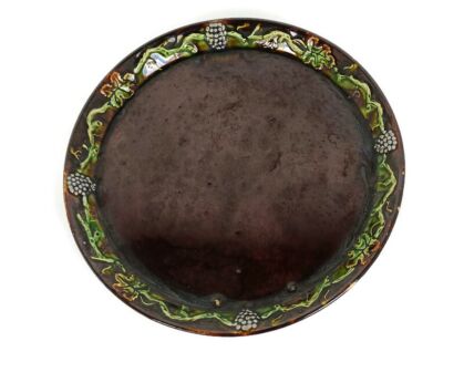 serving tray Plate Glazed Ceramic Brown grapes apero plate