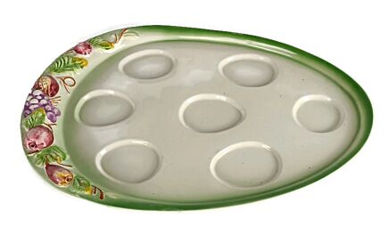 large Oyster Platter Plate Eggs White Faience Pottery Tray Oval vintage