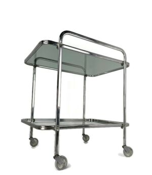 Bar Cocktail Tea Cart Trolley Hollywood Regency Kitchen Island Brass  Smoked Glass Stylish