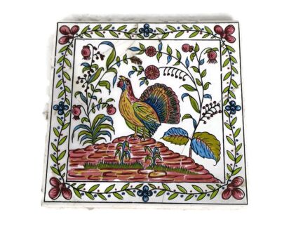 Lovely Polychrome HTF  Tile  Bird Decorative Wall Decoration coaster Antique