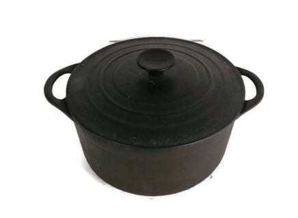 vintage French Le Creuset black Cast Iron Dutch Oven Casserole  rare color nr 20