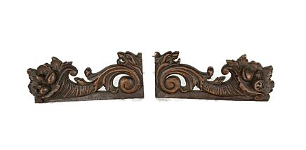 Antique Pair Corbels Hand Carved Wood  Architectural reclaimed  Salvaged Lions Gothic