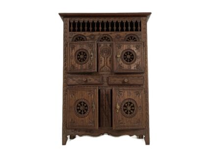 Small  French Breton  cabinet Wood antique 19th century  hand Carved Gorgeous Rare