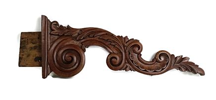 Large Corbel  Hand Carved Wood Pediment Ornate Finial Architectural Bracket Finial