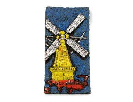 Ruscha Vintage Pop Art Wall Plaque Ceramic WIndmill Vintage Germany 