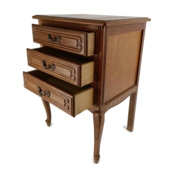 Louis XVI style Bedside End Table Cabinet Nightstand Wood Chest of Drawers 3 drawers 50s