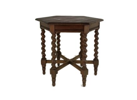 Stunning Side Occasional Coffee table Hand carved wood Barley Twist Ornate Sextagon 