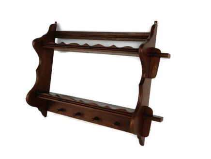 Hand Carved Wood Wall Shelf Coat Hat Kitchen Rack  Edwardian Barn Country Antique