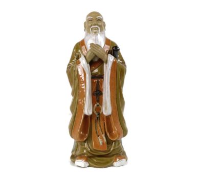 Wanjiang Chinese Mudmen Vintage Shiwan Confucius  Mud Men  Figurine Statue Pottery  Glazed Polychrome