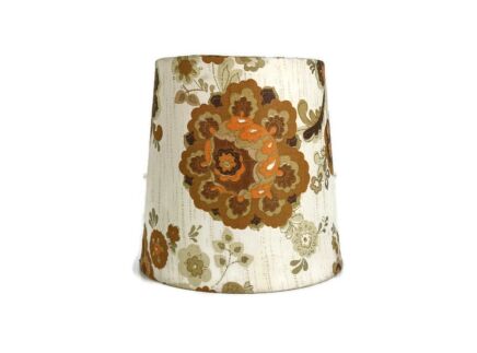 Vintage lamp Shade Fabric Beige Golden  Flowers   Authentic Shade for Lamp