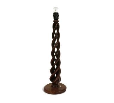 Large Open Barley Hand carved Wooden Desk Table Lamp Vintage gorgeous barn Style