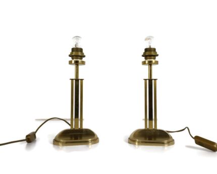 Couple Desk Table Nightstand Lamps Brass Vintage Solken Leuchten Germany 