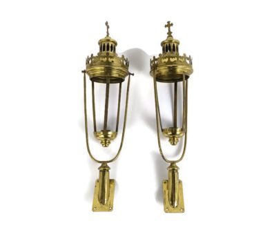 Couple Religious Swinging Procession Torch Thuribles Candle Holder Brass Lamp  Crucifix Gothic