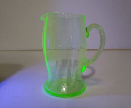 art deco Uranium green glass antique jug pitcher ewer lights up in the dark