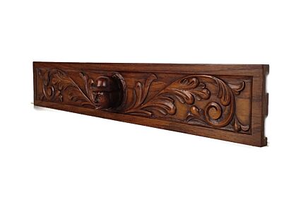 Hand Carved Wood Pediment Ornate Over door Architectural Reclaimed Figurine Head Breughel style