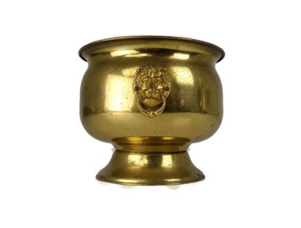 Indoor Planter Vintage Brass Kettle planter Flower Pot, Decorative Lion heads 