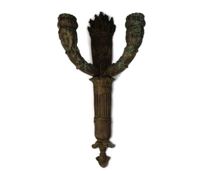 Bronze Wall Sconce Candelabra antique gothic female faces,19th century