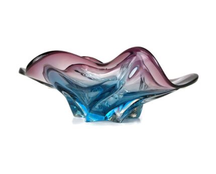 Italian Blue Purple  Bowl Dish Centerpiece Murano Seguso Art Glass vintage small