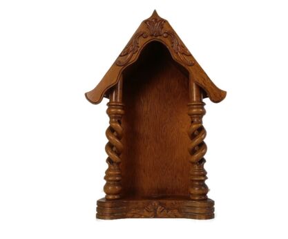 hand Carved Wood Open  Barley Twist Standing Chapel Niche for Statue Beautiful Vintage