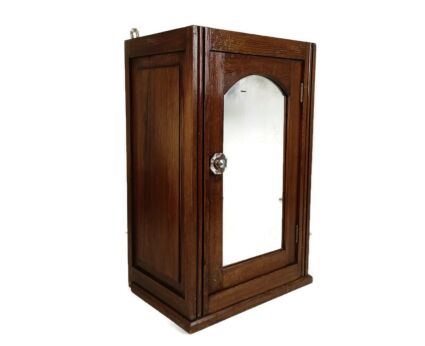 Large Medicine Kitchen Bathroom Cabinet Oak Glass Door handle Art Deco barn style