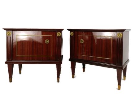 Pair Couple Vintage Nightstands End tables Mid Century Modern Wood Modernist Retro