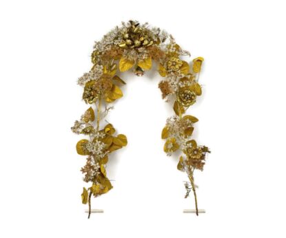 Antique Bridal Wedding Silk Flowers porcelain Ormolu Wreath Boucquet 19th century