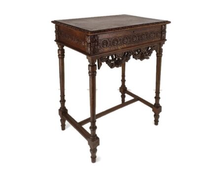 hand Carved Ornate Vanity Table Sewing Quilting Desk 19th century Antique WOW