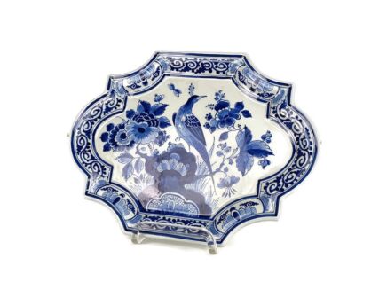 Vintage Charger Plate Delft blue Porceleyne Fles Marked Vintage Pheasant Dutch