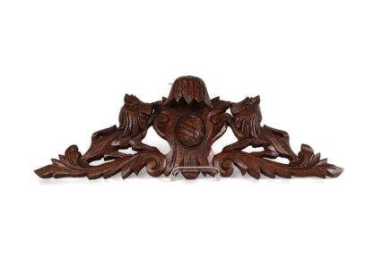 hand carved ornate Antique Pediment Over Door Wood Animals Foxes reclaimed Architectural france