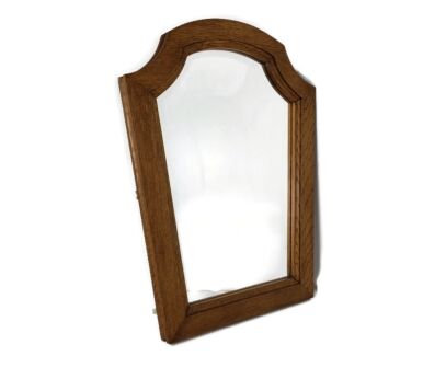 Vintage Mirror Wood Wooden frame Oak Barn Style hallway bathroom Vanity