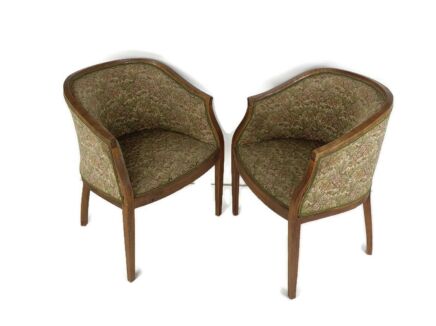 Pair Antique Art Deco Club Chairs Floral Decor copeland Style Very Stylish