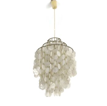 Vintage Verner Panton Chandelier fun for Lueben Mother of Pearl Shell discs Switserland