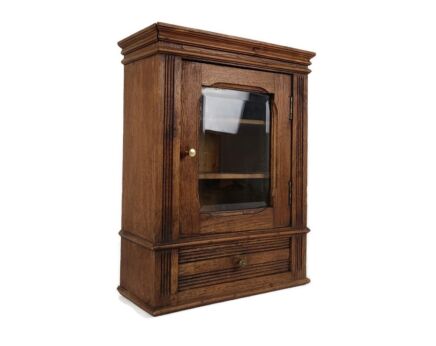 Apothecary Cabinet, Medicine Wood Beveled Glass Mirror Shaving Bathroom Display Cabinet Vtg