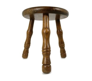 Hand Carved wood Milking Stool Pedestal Table Pedestal  Vintage VIntage Small Side table