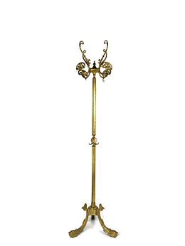 Standing Hall Tree Coat Rack Eyecatcher Ornate Brass Hollywood regency Marble ball fish leg  