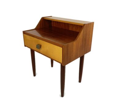 Wooden Wood Nightstand End Table Bedroom Cabinet Vintage Modernist Retro Two Toned Lovely