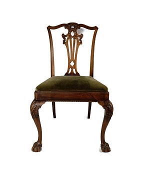 Chippendale Dining Parlor Chair Vintage Carved Wood Claw and Ball feet 