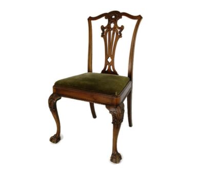 Chippendale Dining Parlor Chair Vintage Carved Wood Claw and Ball feet Ornate 