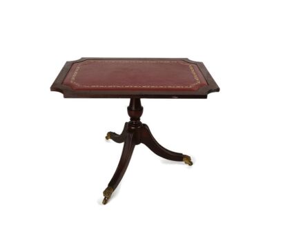 Edwardian style vintage table carved wood on wheels red Bordeaux top Side coffee table