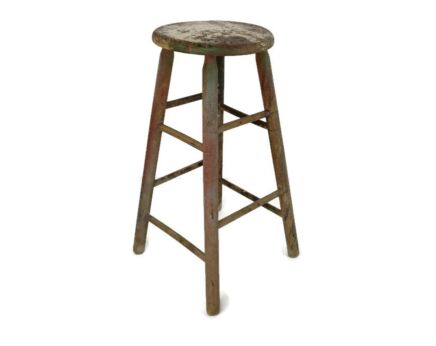 Stool Bar Stool Wood Vintage Modernist Rustic Primitive Loft Pedestal Plant stand