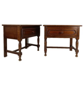 Pair Nightstands End Tables Bedroom Cabinets Vintage  oak Modernist  Barn farmhouse style