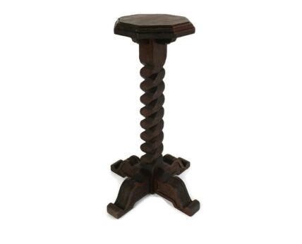 Ornate hand Carved Wooden Barley Twist Pedestal Siede Table two tier Bonsai Plant stand 