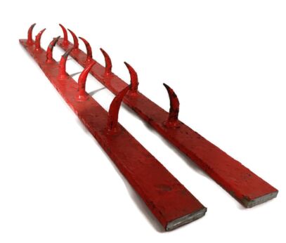  antique French Butcher Rack Iron Kitchen Hooks Primitive Red Industrial  Rustic authentic 